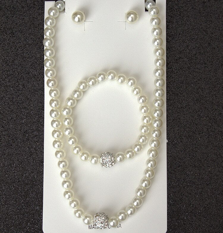 Set 2021 Worldwide Imitation Pearl Gold Simple Elegant Bridal Jewelry Kit Gift Fast Marketing Selling