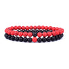Set Bracelet Couples Distance Black White Natural Lava Stone Tiger Eye Beaded Yoga Bracelets for Men Women Elastic Rope Jewelry