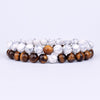 Set Bracelet Couples Distance Black White Natural Lava Stone Tiger Eye Beaded Yoga Bracelets for Men Women Elastic Rope Jewelry
