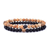 Set Bracelet Couples Distance Black White Natural Lava Stone Tiger Eye Beaded Yoga Bracelets for Men Women Elastic Rope Jewelry