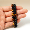 Set Bracelet Couples Distance Black White Natural Lava Stone Tiger Eye Beaded Yoga Bracelets for Men Women Elastic Rope Jewelry