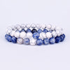 Set Bracelet Couples Distance Black White Natural Lava Stone Tiger Eye Beaded Yoga Bracelets for Men Women Elastic Rope Jewelry