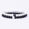 Set Bracelet Couples Distance Black White Natural Lava Stone Tiger Eye Beaded Yoga Bracelets for Men Women Elastic Rope Jewelry
