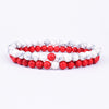 Set Bracelet Couples Distance Black White Natural Lava Stone Tiger Eye Beaded Yoga Bracelets for Men Women Elastic Rope Jewelry