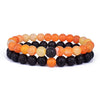 Set Bracelet Couples Distance Black White Natural Lava Stone Tiger Eye Beaded Yoga Bracelets for Men Women Elastic Rope Jewelry