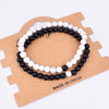 Set Bracelet Couples Distance Black White Natural Lava Stone Tiger Eye Beaded Yoga Bracelets for Men Women Elastic Rope Jewelry
