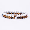 Set Bracelet Couples Distance Black White Natural Lava Stone Tiger Eye Beaded Yoga Bracelets for Men Women Elastic Rope Jewelry