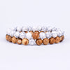 Set Bracelet Couples Distance Black White Natural Lava Stone Tiger Eye Beaded Yoga Bracelets for Men Women Elastic Rope Jewelry