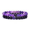Set Bracelet Couples Distance Black White Natural Lava Stone Tiger Eye Beaded Yoga Bracelets for Men Women Elastic Rope Jewelry