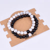 Set Bracelet Couples Distance Black White Natural Lava Stone Tiger Eye Beaded Yoga Bracelets for Men Women Elastic Rope Jewelry