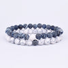 Set Bracelet Couples Distance Black White Natural Lava Stone Tiger Eye Beaded Yoga Bracelets for Men Women Elastic Rope Jewelry