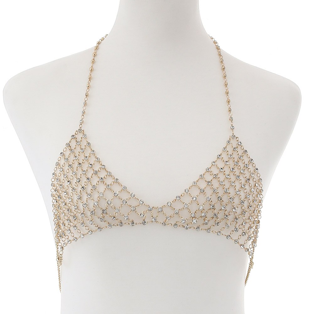 Sexy Body Chain With Rhinestone Bra Crystal Jewellery Chest For Orname