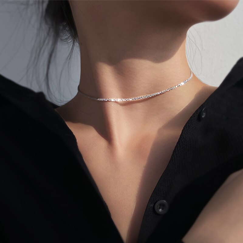 Sexy  Choker Necklace Silver Colour chain Choker Necklace Women Jewelry  Chocker Necklace Jewelry Gift