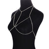 Sexy Crystal Bra Body Chain Bikini Twisted Necklace for Women Rhinestone Cross Belly Body Jewelry Chest Chain Jewelry Accessory