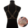 Sexy Crystal Bra Body Chain Bikini Twisted Necklace for Women Rhinestone Cross Belly Body Jewelry Chest Chain Jewelry Accessory