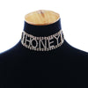 Sexy Exaggerated Shiny Rhinestone Letter Honey Choker Necklace for Women Punk Wide Neck Chocker Collar Jewelry XR1176
