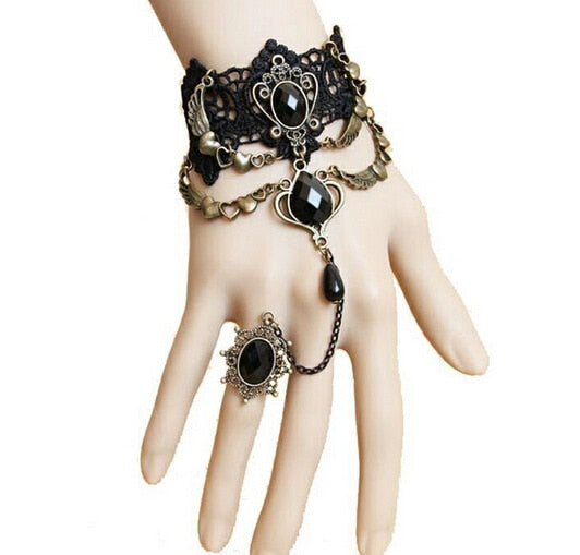 Sexy Gothic Chokers Crystal Black Lace Neck Angel Wings Heart Vintage Victorian Women Chocker Steampunk Jewelry