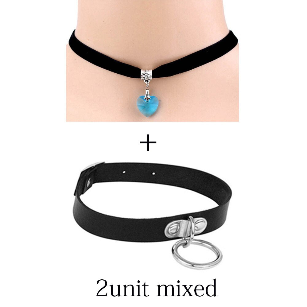 Sexy Harajuku Lace Up Anime Jewelry Velvet Leather Vintage Punk Gothic Choker Necklace for Women Girl Jewelry Gift