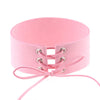 Sexy Harajuku Velvet Leather Wide Choker Necklace for Women Girls Punk Gothic Tied Pink Belt Chokers Jewelry Gift collares