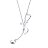 Sexy Heart Charm Stethoscope Hoop Closure Necklace for Women Stainless Steel Pendant Elegant Female Lady Party Jewelry