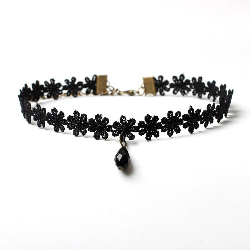 Sexy Lace Vintage Choker Necklace for Women Collar Torques Neck Jewelry Black Boho Yin Yang Pendant Necklaces Charm Gothic