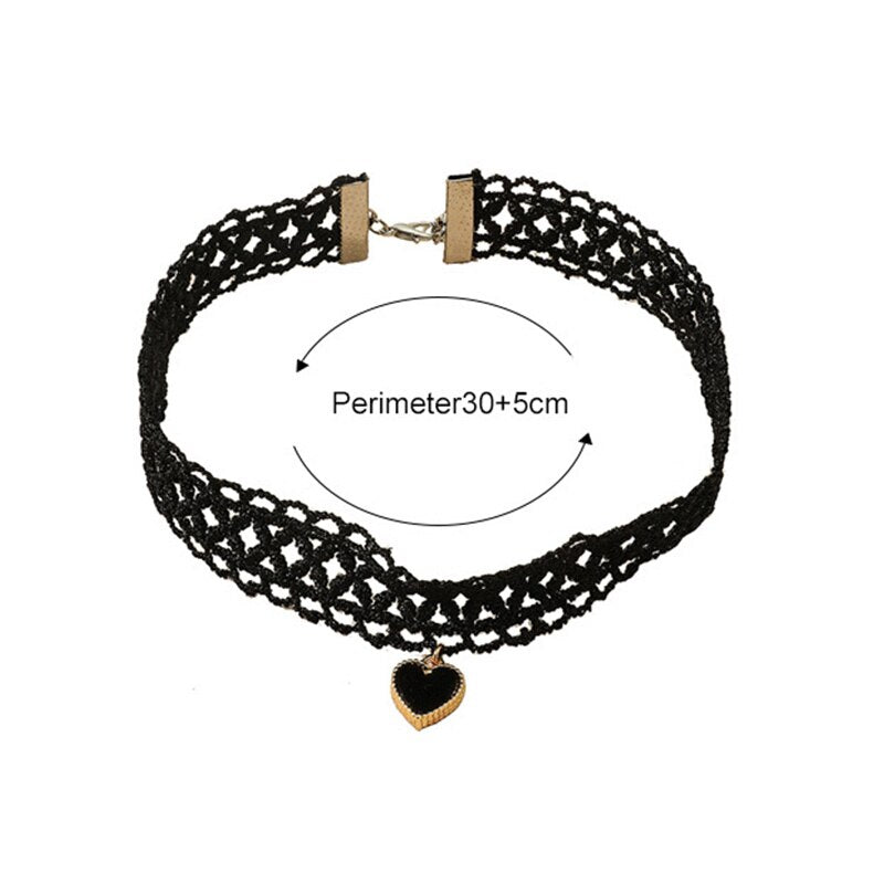 Sexy Lace Vintage Choker Necklace for Women Collar Torques Neck Jewelry Black Boho Yin Yang Pendant Necklaces Charm Gothic
