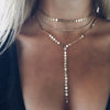 Sexy Multilayer Sequins Crystal Rhinestone Tassel Pendants Chain Necklace Choker Collar Women Jewelry #235641