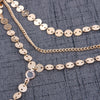Sexy Multilayer Sequins Crystal Rhinestone Tassel Pendants Chain Necklace Choker Collar Women Jewelry #235641