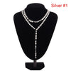 Sexy Multilayer Sequins Crystal Rhinestone Tassel Pendants Chain Necklace Choker Collar Women Jewelry #235641