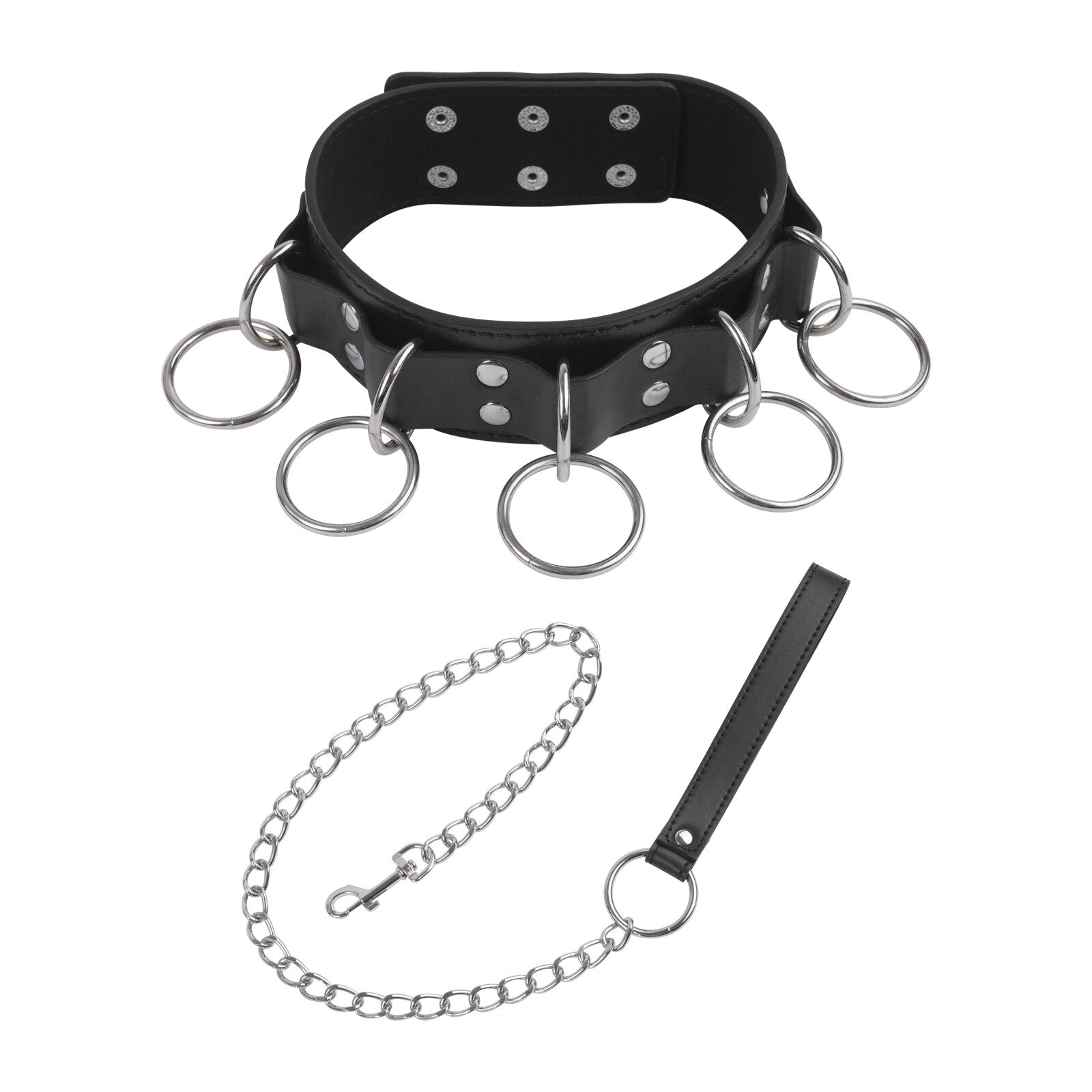 Sexy Punk Chocker Collar PU Leather Chocker Necklace Bondage Cosplay Gothic Harajuku Jewelry Adult Toys with Traction Chains