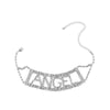 Sexy Punk Exaggerated Shiny Rhinestone Letter Angel Choker Necklace for Women Lady's Neck Chocker Collar Jewelry Night Party