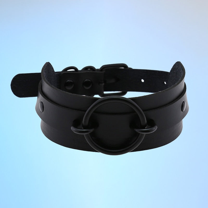 Sexy Punk Gothic Leather Necklace Bdsm Choker Collar Women Harajuku Round Black Collar Necklaces Party Jewelry Gift accessories