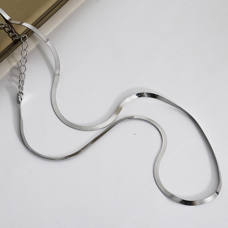 Sexy Snake Chain Necklaces For Women Silver Color Choker Delicate All-Match Electroplating Process Handmade Trendy Girls Jewelry