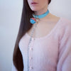 Sexy Trendy Blue Collar Necklaces Jewelry for Women Party Gift PU Leather Punk Harajuku Choker Metal Small Bell Harness Fashion