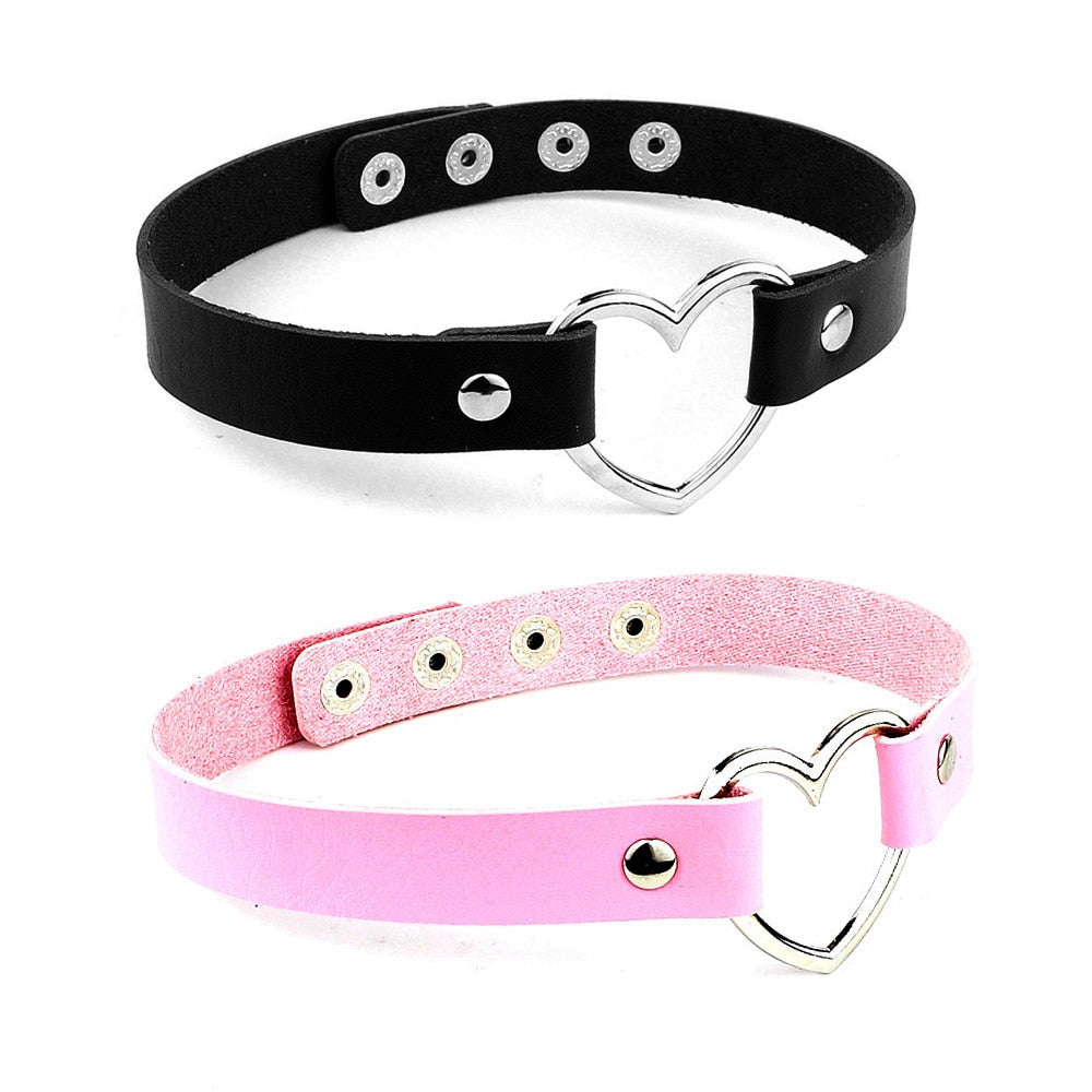 Sexy Trendy Vintage Charm Round Gothic Collar Necklaces Jewelry Gift Gothic Leather Heart Harajuku Women Punk Choker Necklace