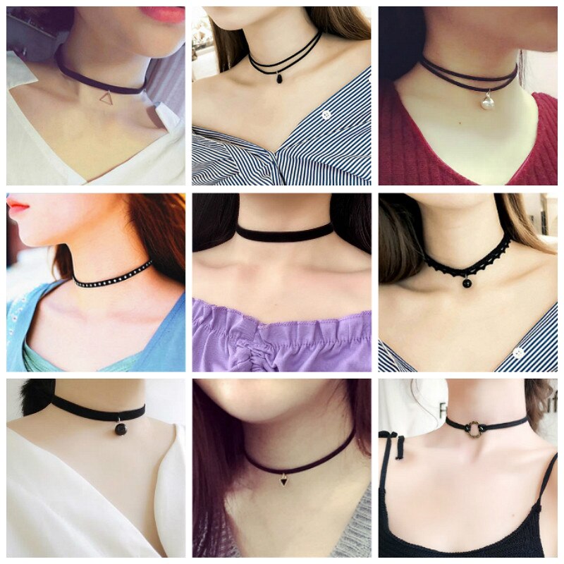 Sexy Trendy Vintage Charm Round Gothic Collar Necklaces Jewelry Gift Gothic Leather Heart Harajuku Women Punk Choker Necklace