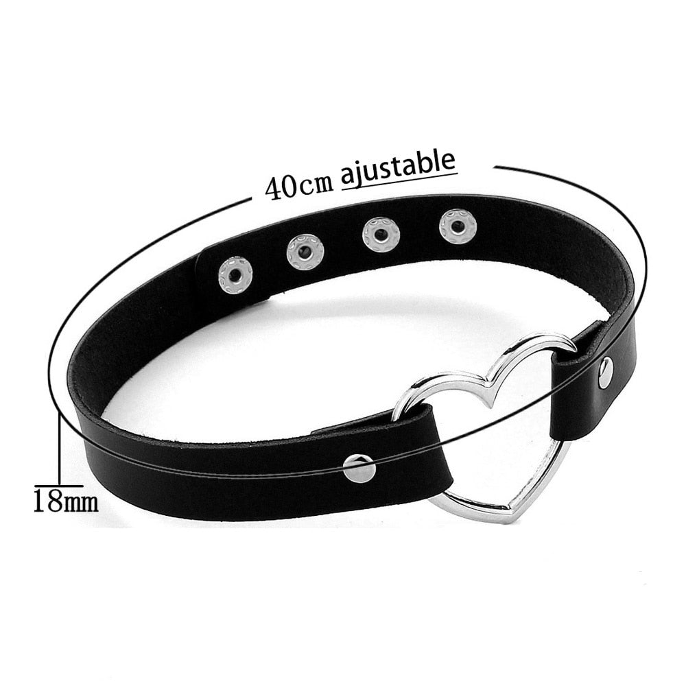 Sexy Trendy Vintage Charm Round Gothic Collar Necklaces Jewelry Gift Gothic Leather Heart Harajuku Women Punk Choker Necklace