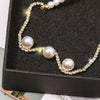 Sexy Wave Simulated Pearl Choker Necklace Women Wedding Trendy Shining Rhinestone Collares Pendants Elegant Birthday Bijoux
