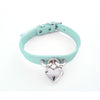 Sexy Women Girl Pastel Goth Handmade Leather Collar Lockable Heart Choker Locket Lock Necklace