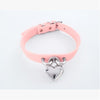 Sexy Women Girl Pastel Goth Handmade Leather Collar Lockable Heart Choker Locket Lock Necklace