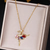 Stainless Steel Dancing Girl Cubic Zirconia Pendant Necklace European And American Vintage Gothic Jewelry Female