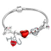Classic Design Red Crystal I LOVE Pendant Beads Bracelet Silver Color Boy Girl Charm Jewelry Bracelet For Women Pulsera Mujer