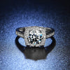 925 Sterling silver shiny Crystal square Rings for women Adjustable size party wedding Accessories Jewelry holiday gifts