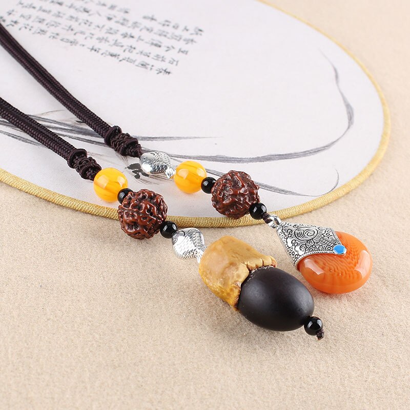 Shan-pahudia-Juglans-regia ethnic jewelry vintage necklace bodhi seed  pendant necklace men and women  accessories