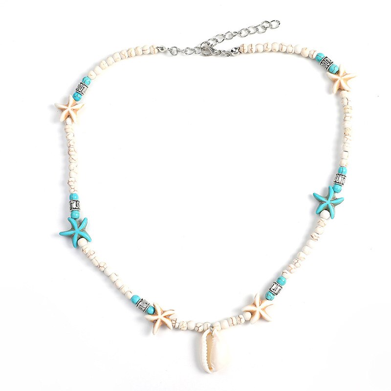 Shell Choker Necklace Turquoises Summer Style Bead Jewelry for Women Girls Handmade Hawaii Beach Jewelry