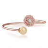Shell Pearl Rose White Camellia Flower 925 Sterling Silver Adjustable Bangle