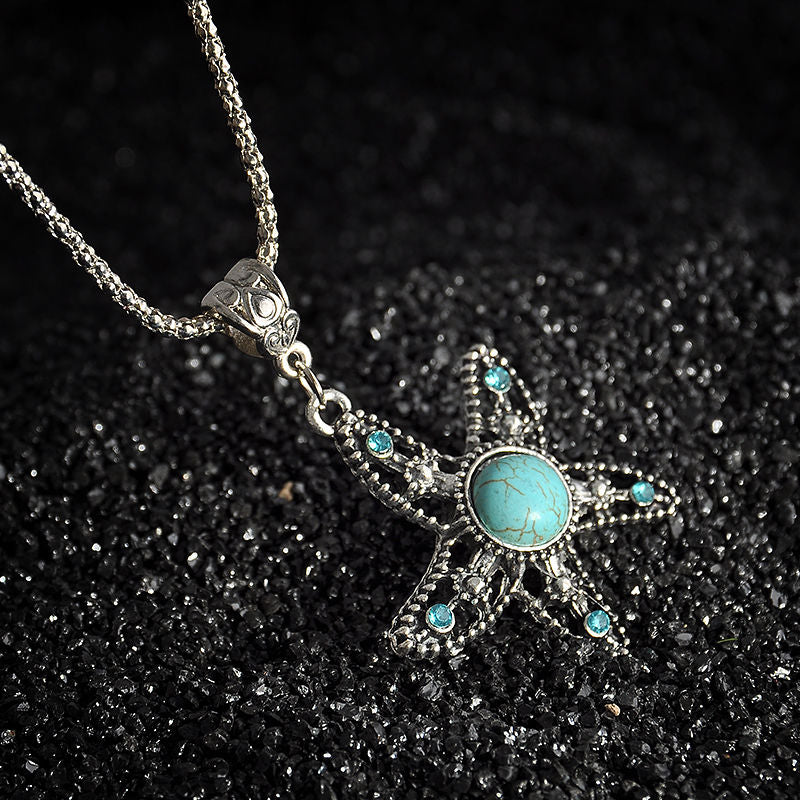 Femme Bijoux Natural Stone Flower Pendant Necklace kolye Vintage Crystal Choker Necklace Bohemian Women Jewelry