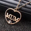 Shellhard MUM Letters Crystal Heart Pendant Necklace Classics Casual Love Mom Gift Mama Necklace Charm Mother's Day Gifts