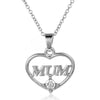 Shellhard MUM Letters Crystal Heart Pendant Necklace Classics Casual Love Mom Gift Mama Necklace Charm Mother's Day Gifts
