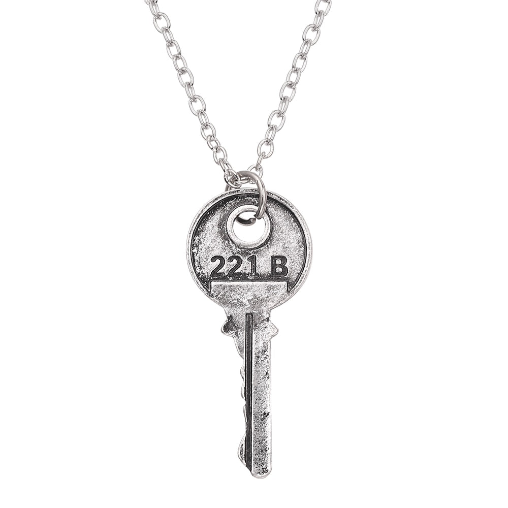 Sherlock 221B House Key Necklace Vintage Color Key Shape Pendant Necklaces For women men Fans jewelry cosplay gifts